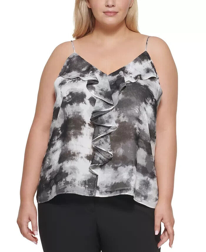 Calvin Klein Plus Size Tie-Dyed Ruffled Camisole MSRP $69 Size 2X # 5B 1894 NEW