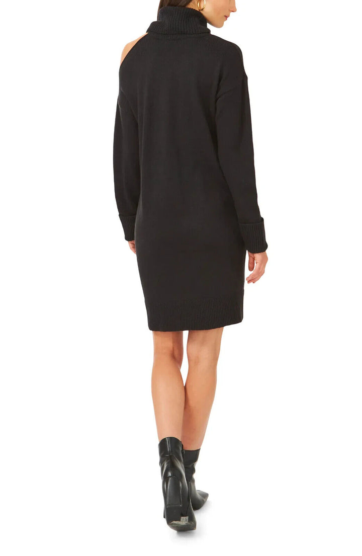 1. STATE vestido de suéter de cuello alto con hombros descubiertos