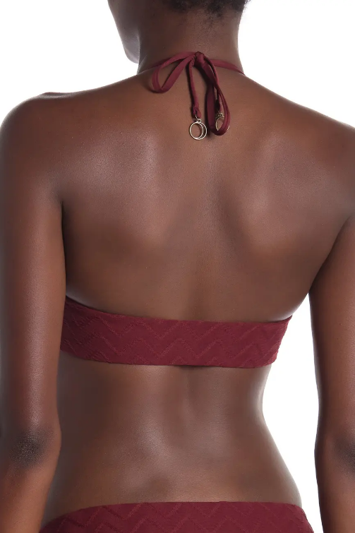 SOLUNA Top de bikini texturizado con cordones en la parte delantera MSRP $ 50 Tamaño M # 30C 224 NUEVO