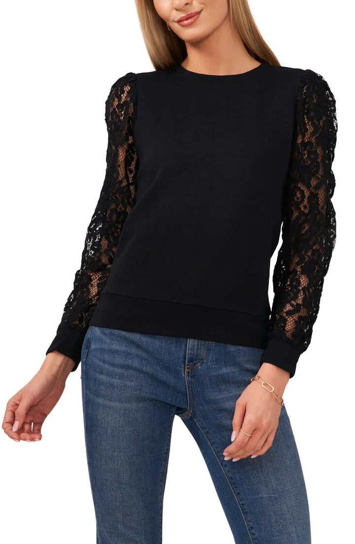 1.STATE Lace Long Sleeve Crewneck Sweatshirt Size XS # 4B 445 NEW