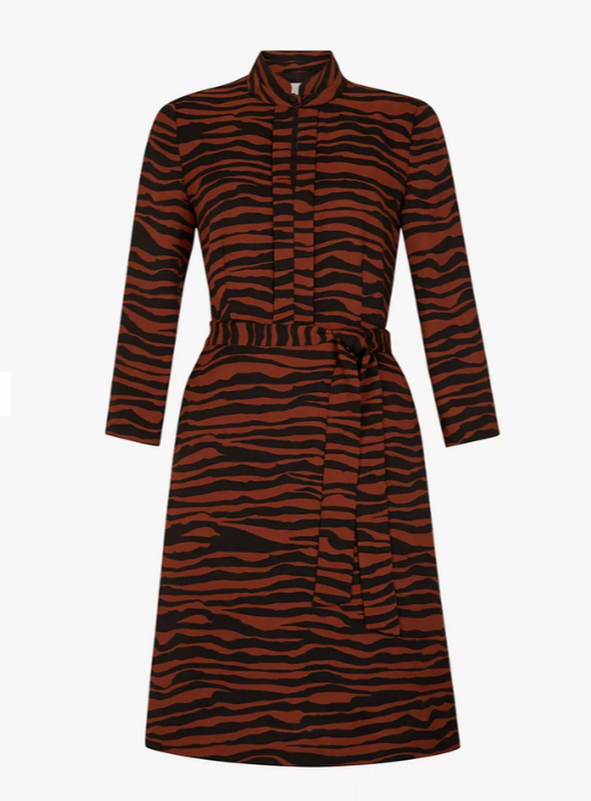 HOBBS LONDON Vestido con estampado de cebra Lois MSRP $325 Tamaño 14 # 14A 1086 NUEVO