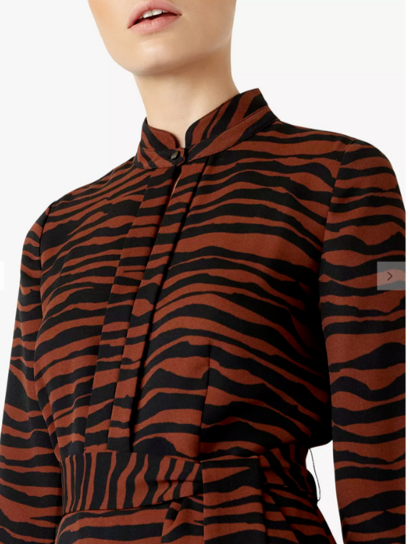 HOBBS LONDON Vestido con estampado de cebra Lois MSRP $325 Tamaño 14 # 14A 1086 NUEVO