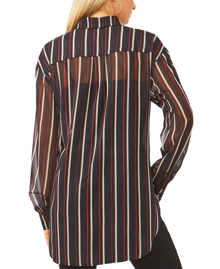 Vince Camuto Camisa con botones a rayas metalizadas $89 Talla XS # 5D 2277 NUEVO