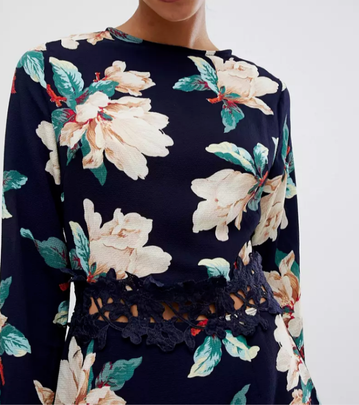 Vestido con cinturilla de ganchillo estampado de AX PARIS MSRP $ 60 Tamaño 12 # 14A 1082 NUEVO