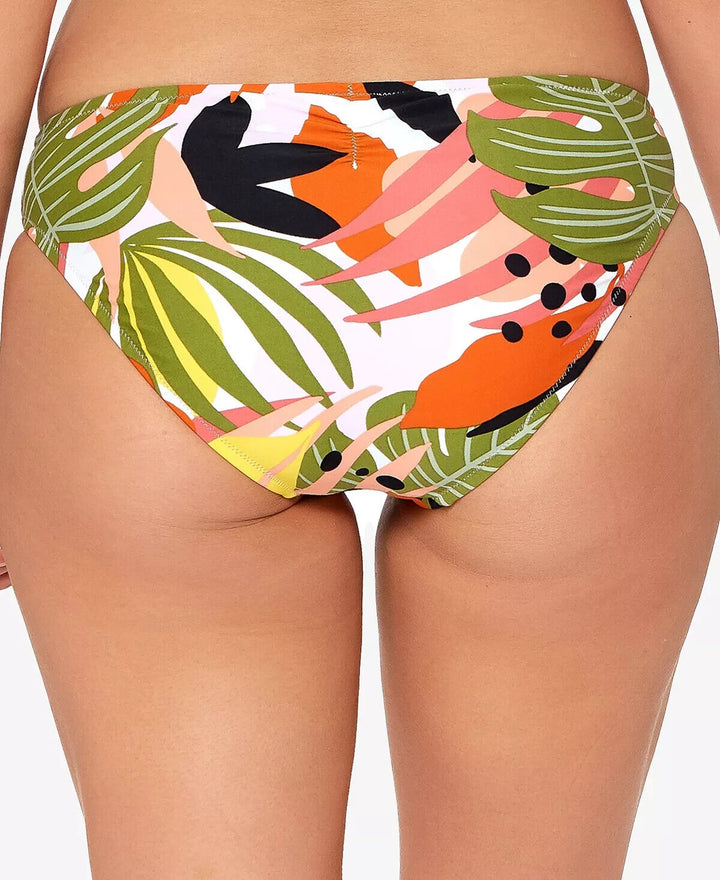 Braguitas de bikini fruncidas con estampado tropical Bar III MSRP $44 Talla XS # U3 510 NUEVO