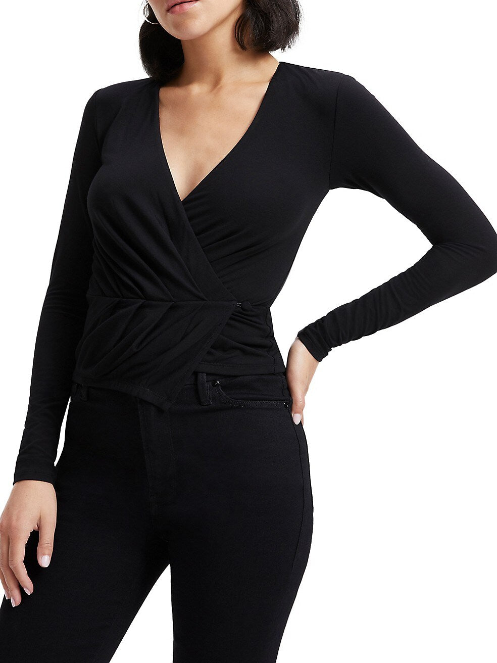 Good American Good Touch Wrap Top