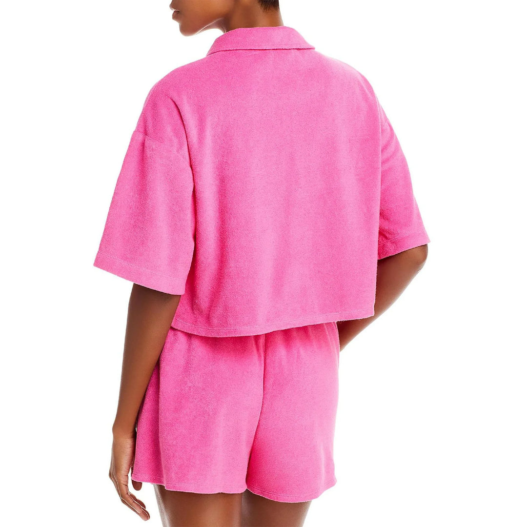 AQUA Cropped Terrycloth Shirt