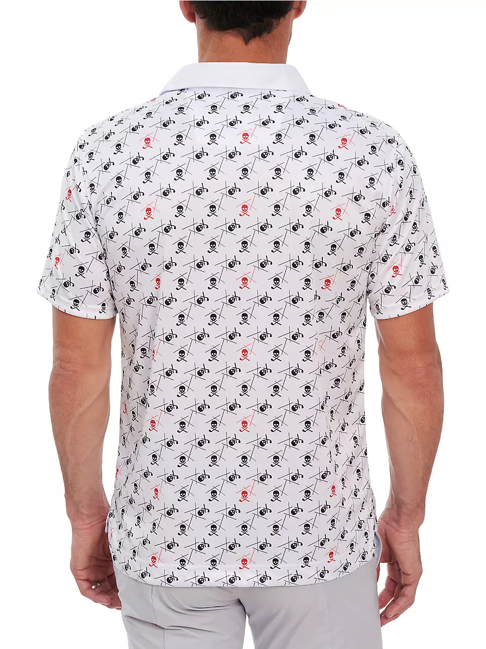 Robert Graham MEN Stretch Skull & Golf Club Print Polo Shirt