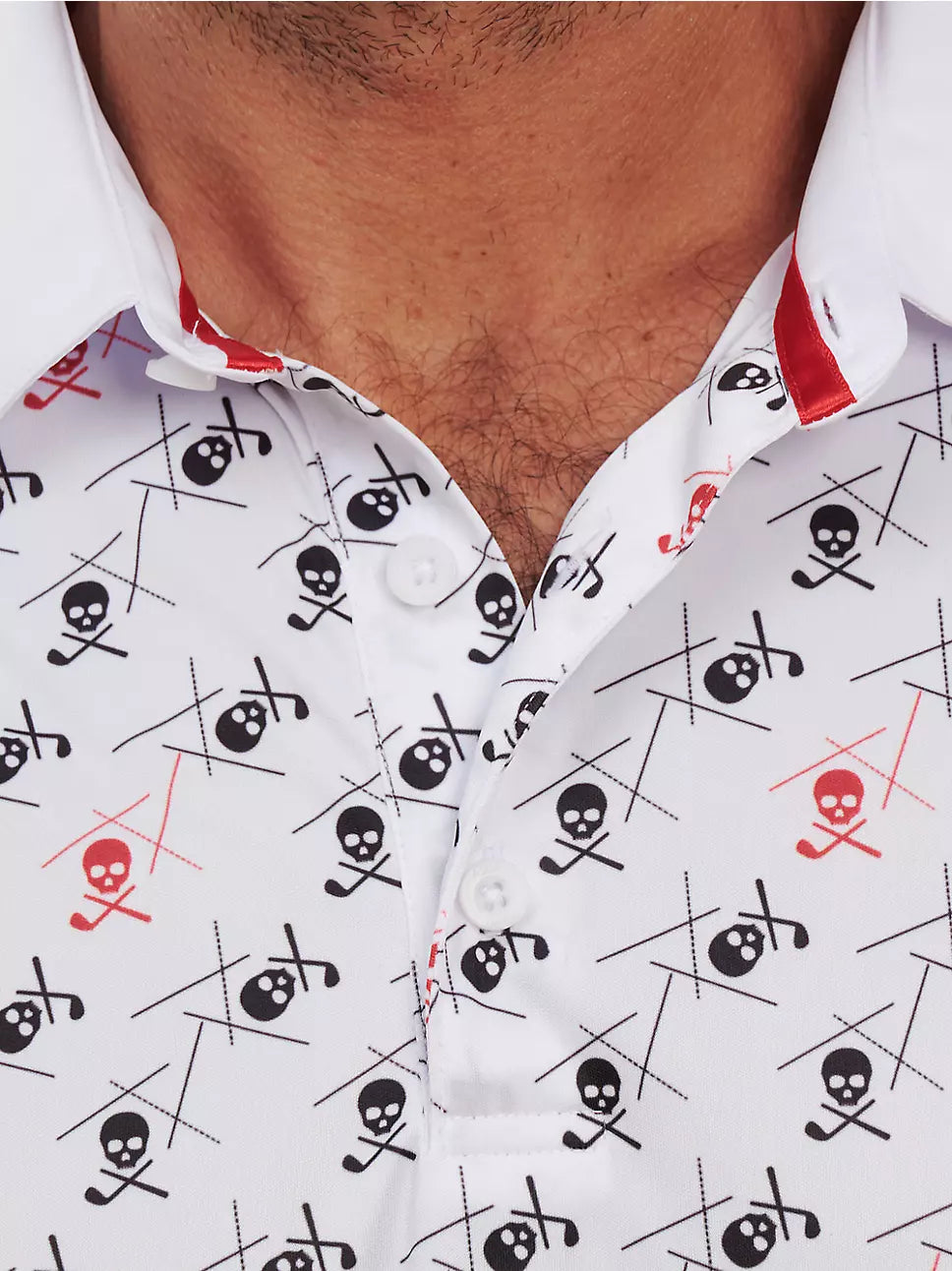 Robert Graham MEN Stretch Skull & Golf Club Print Polo Shirt