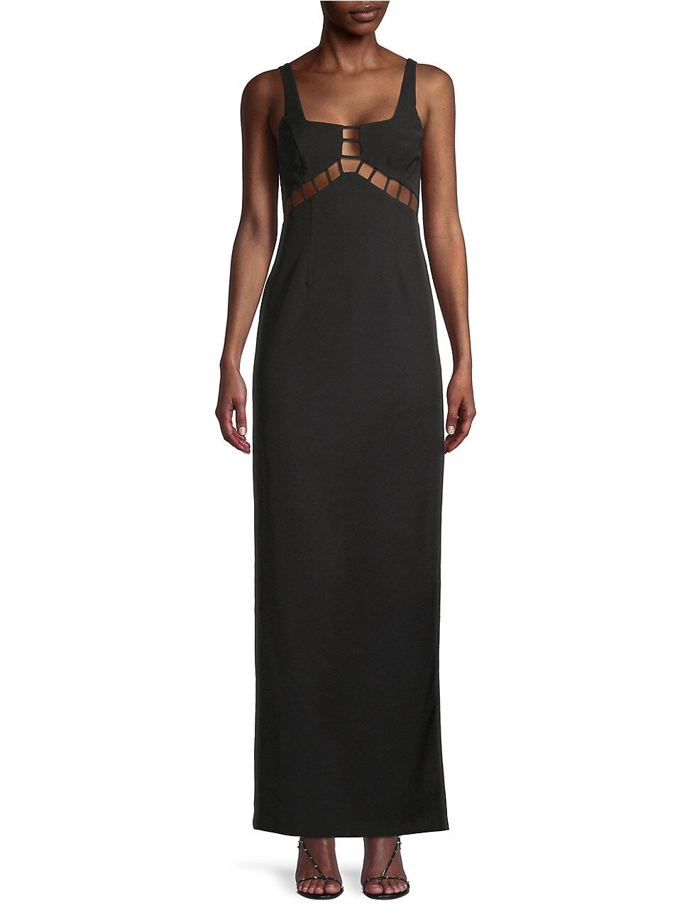 Aidan by Aidan Mattox Cutout Square Neck Gown