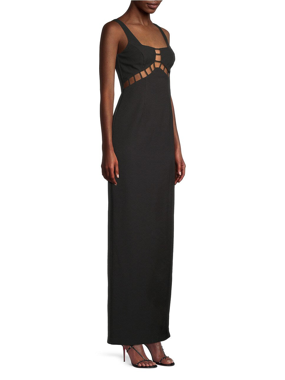 Aidan by Aidan Mattox Cutout Square Neck Gown