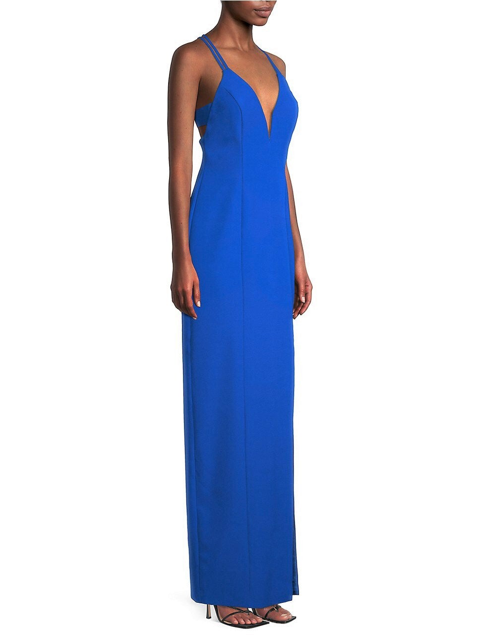 Aidan by Aidan Mattox V-Neck Crepe Column Gown