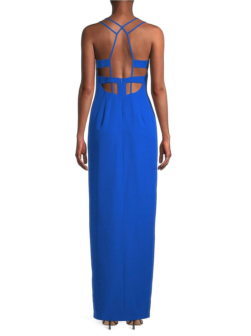 Aidan by Aidan Mattox V-Neck Crepe Column Gown