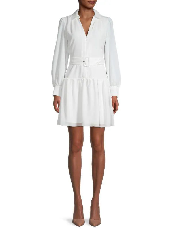 Karl Lagerfeld Paris Belted Puff-Sleeve Dress