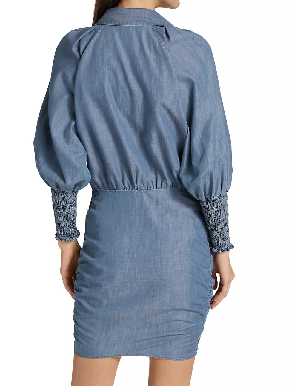 Veronica Beard Allie Ruched Chambray Minidress