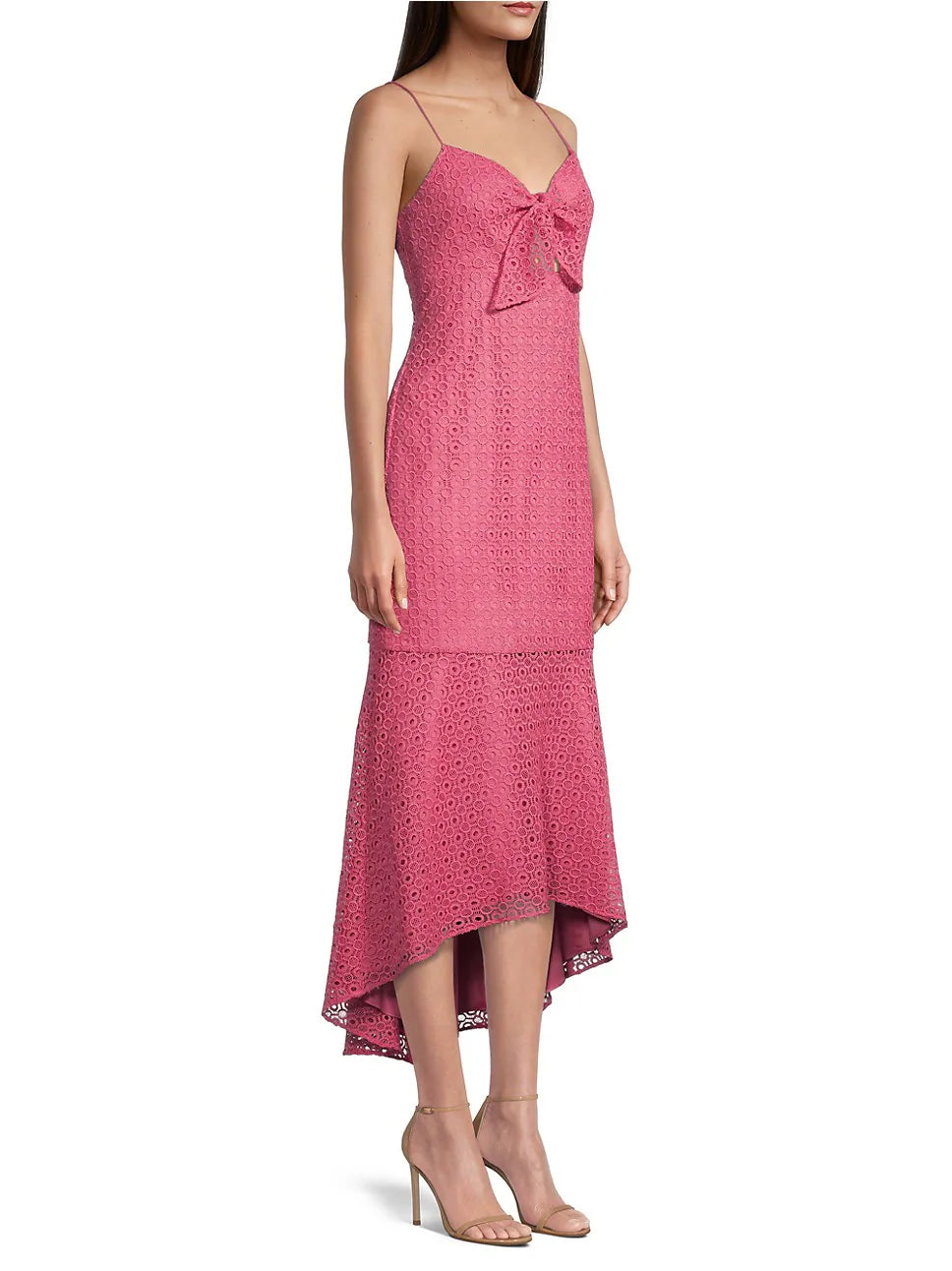 Aidan by Aidan Mattox Eyelet Cutout High Low Dress