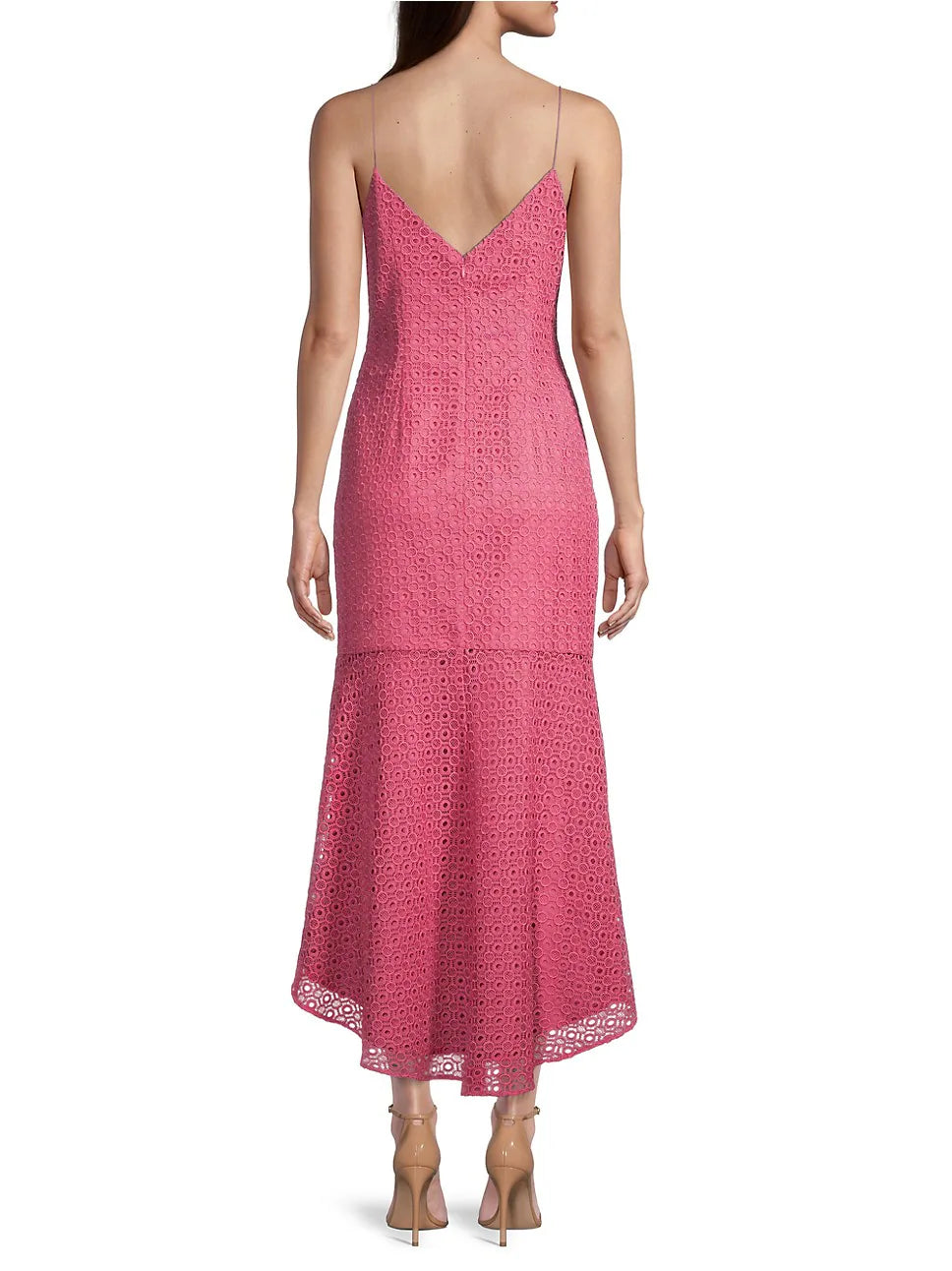 Aidan by Aidan Mattox Eyelet Cutout High Low Dress