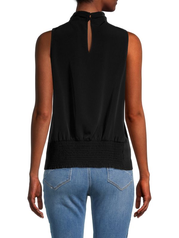 Karl Lagerfeld Paris Sleeveless Highneck Keyhole Top