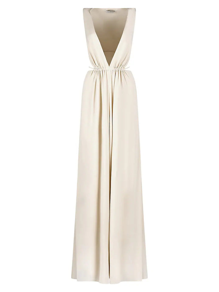 HALSTON Megan Deep V Back Cutout Gown