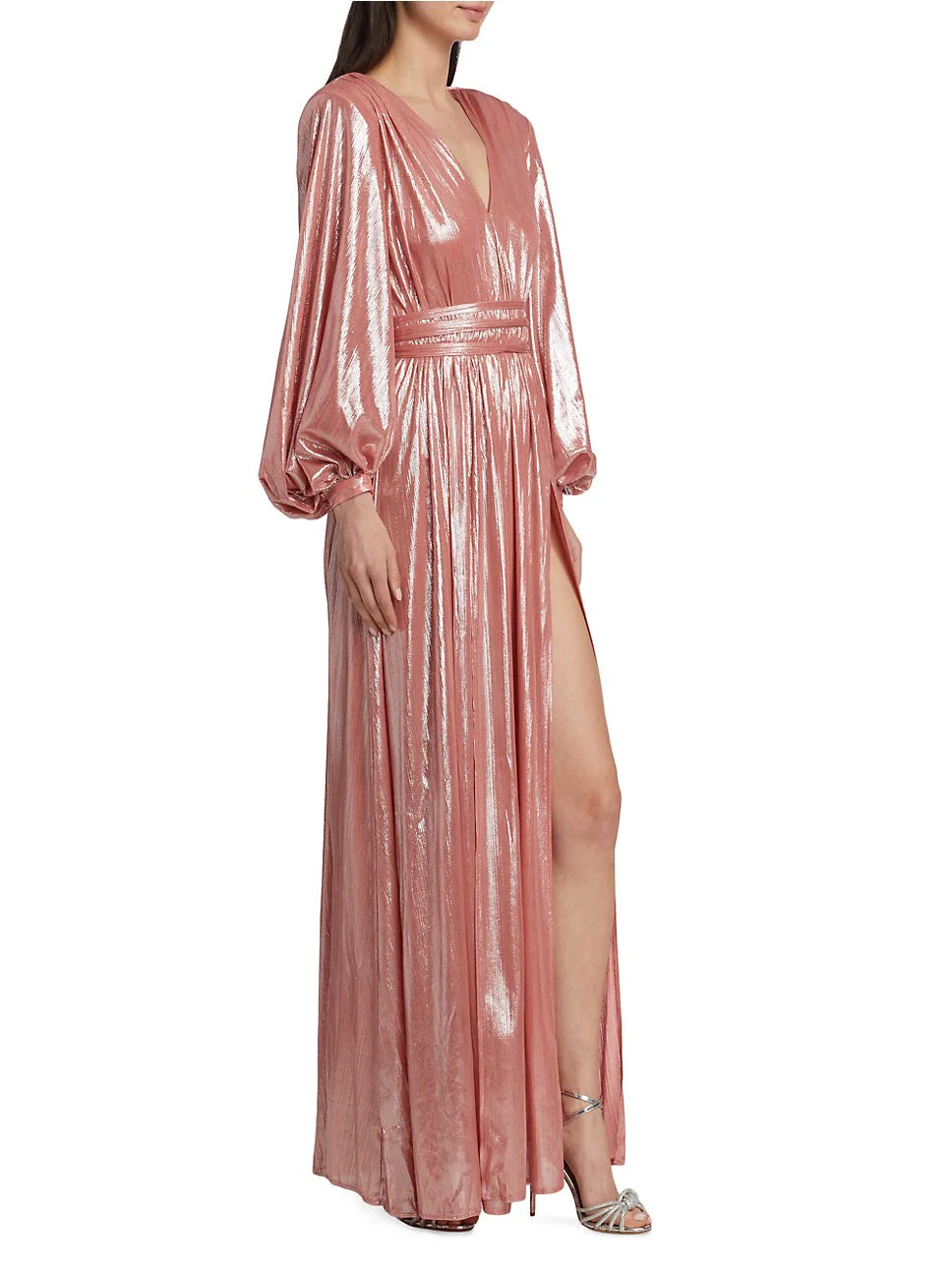 BRONX AND BANCO Zoe Metallic Lamé Gown