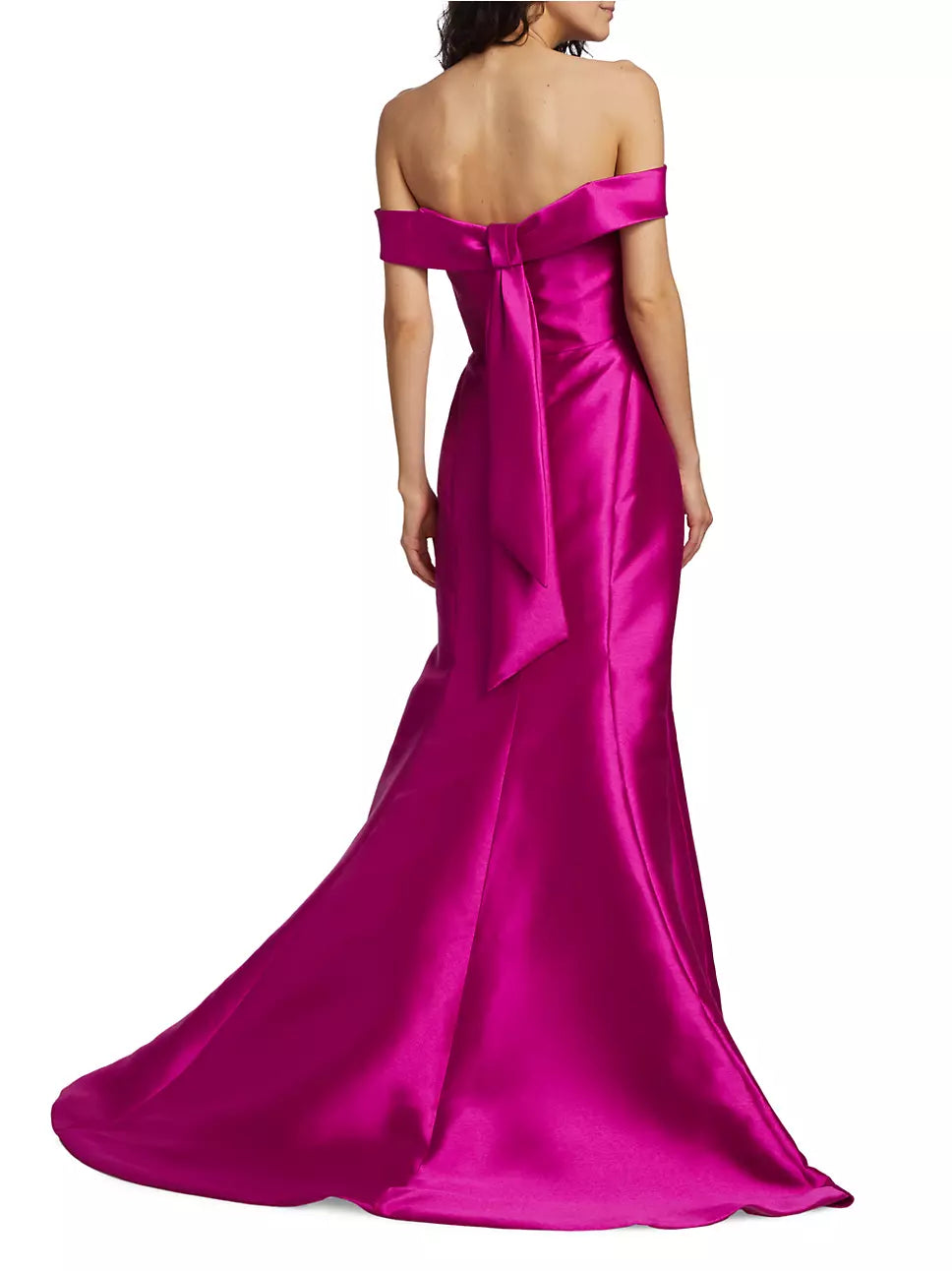 Amsale Satin Off-The-Shoulder Mermaid Gown
