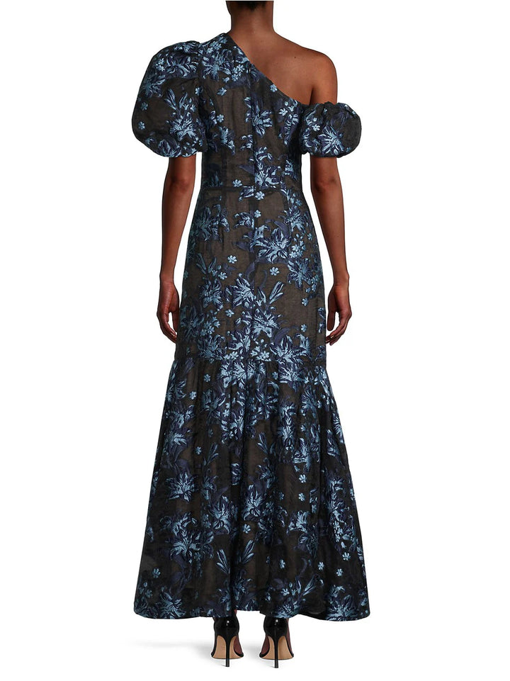 Elliatt Planetary Asymmetric Jacquard Maxi Dress