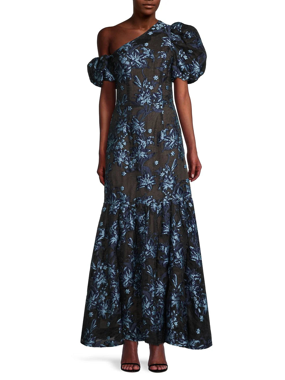 Elliatt Planetary Asymmetric Jacquard Maxi Dress