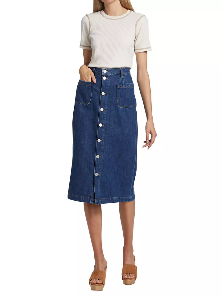 FRAME Le Bardot Button Front Denim Skirt