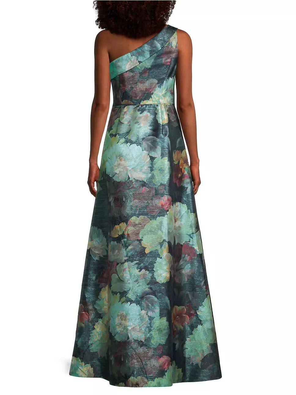 AIDAN MATTOX One-Shoulder Jacquard Ball Gown