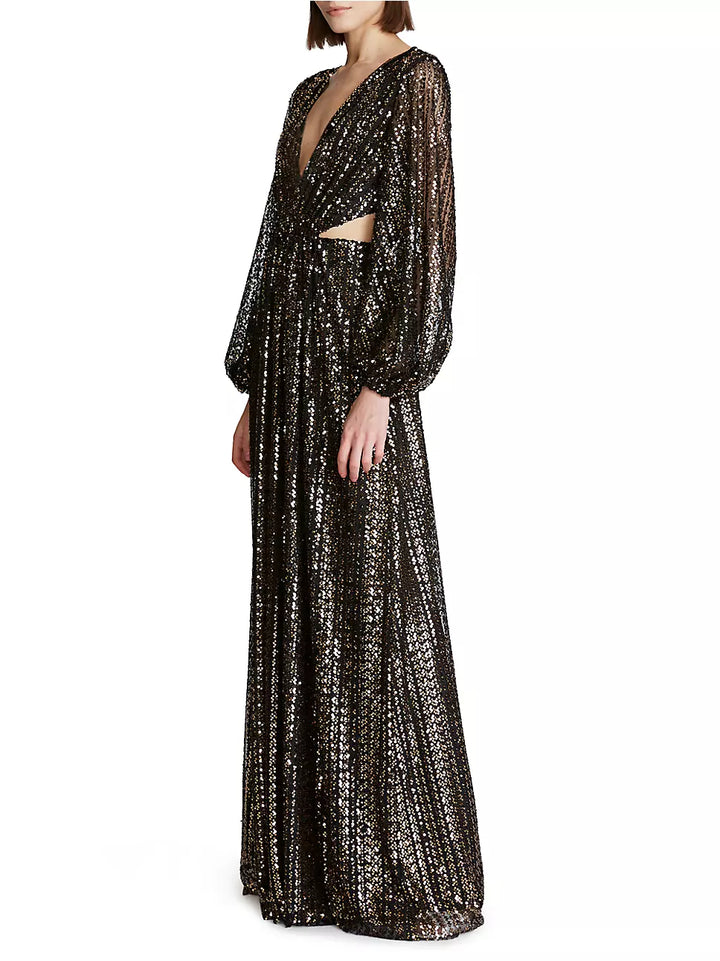 Halston Madelyn Sequin Cut-Out Gown