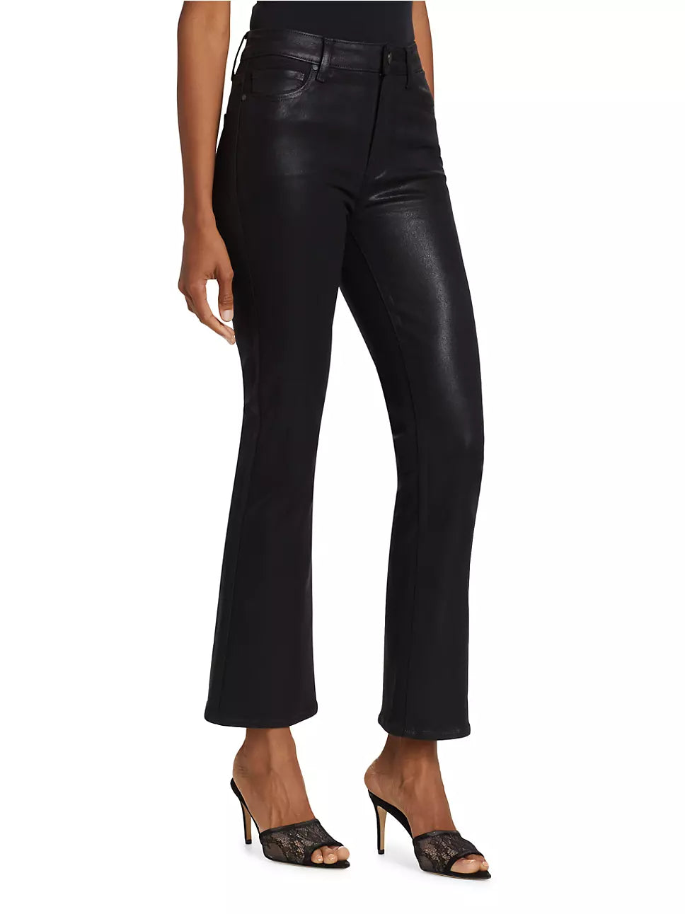 PAIGE Claudine Faux Leather Ankle Flare Jeans