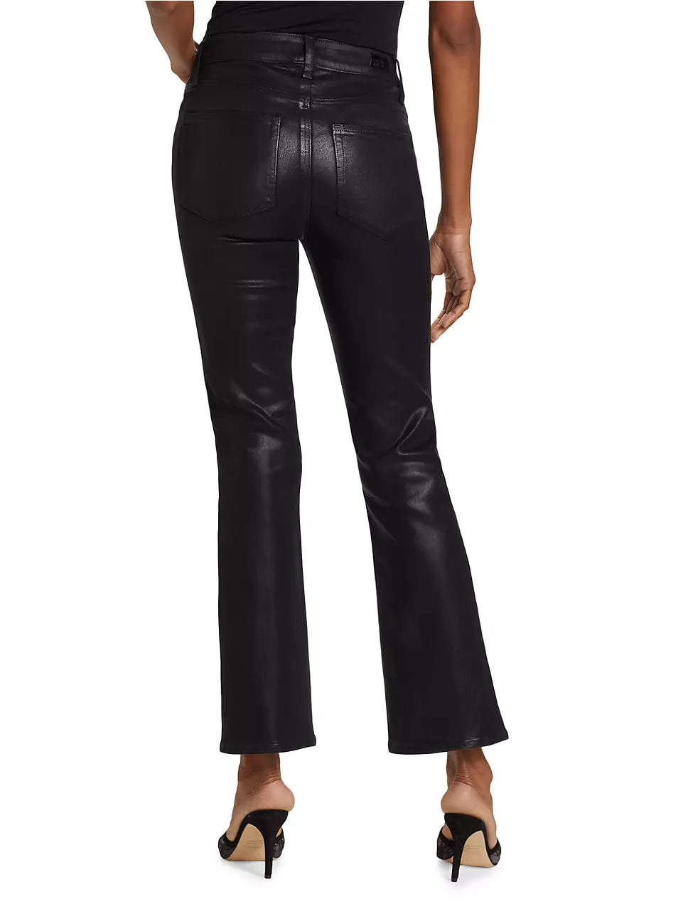 PAIGE Claudine Faux Leather Ankle Flare Jeans