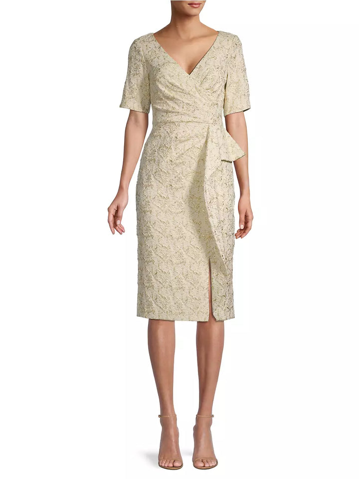 Aidan Mattox Tweed Side Drape Sheath Dress