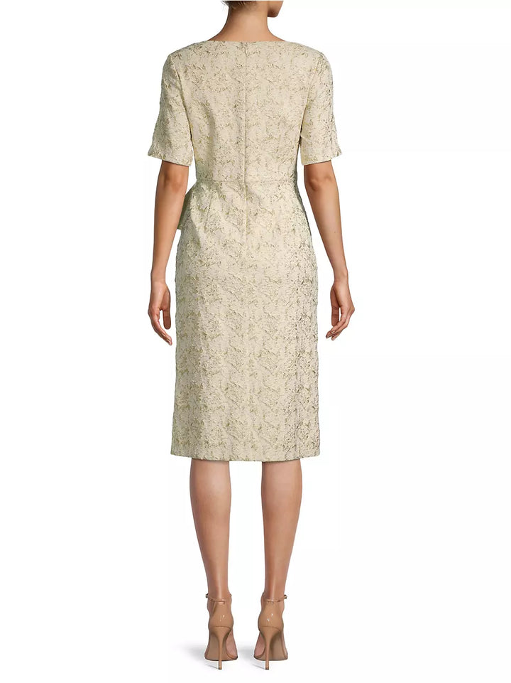 Aidan Mattox Tweed Side Drape Sheath Dress
