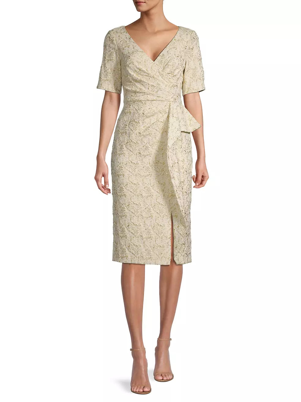 Aidan Mattox Tweed Side Drape Sheath Dress