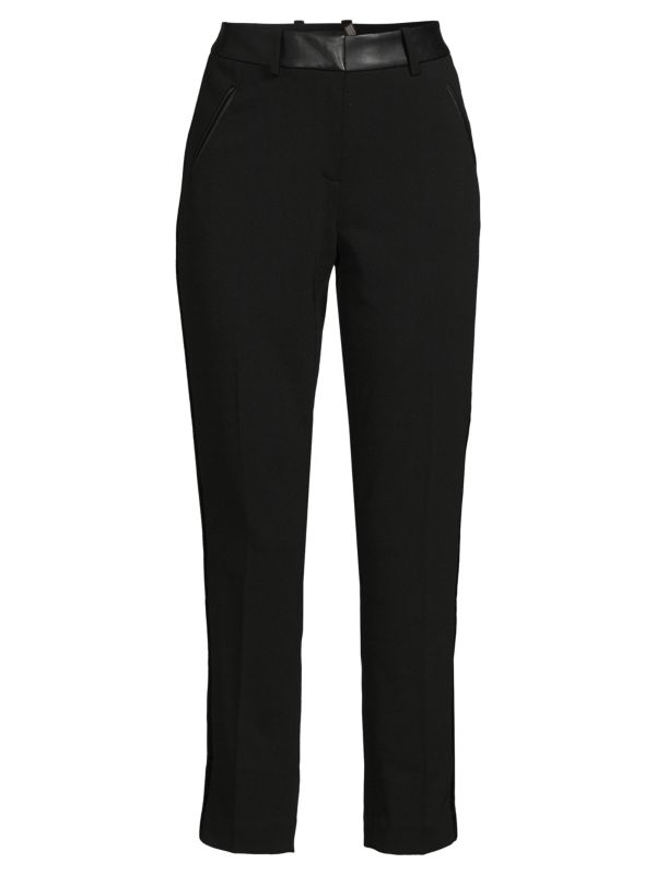 Karl Lagerfeld Paris Faux Leather Waist Ankle Pants