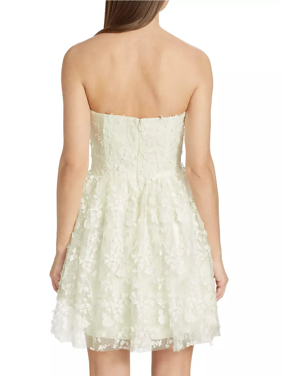 ML Monique Lhuillier Strapless Embroidered Tulle Minidress