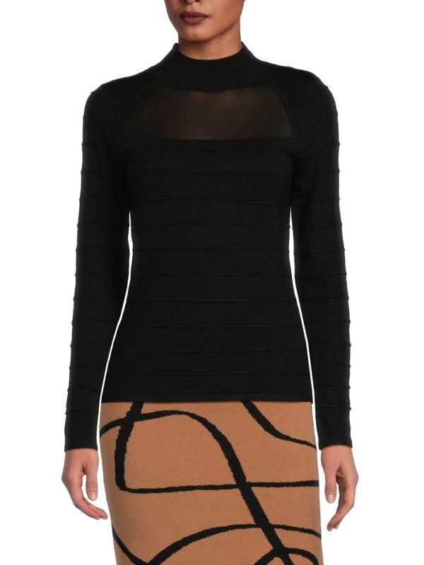 T Tahari Mesh Inset Sweater