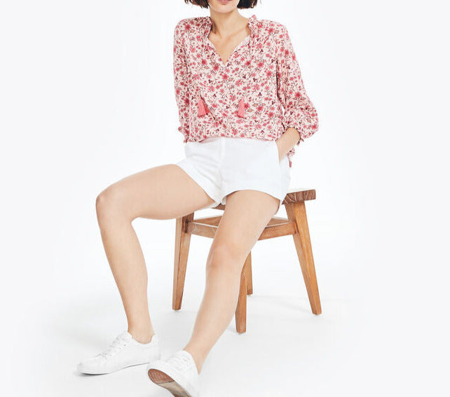 Nautica Sustainably Crafted Printed Split-Neck Top