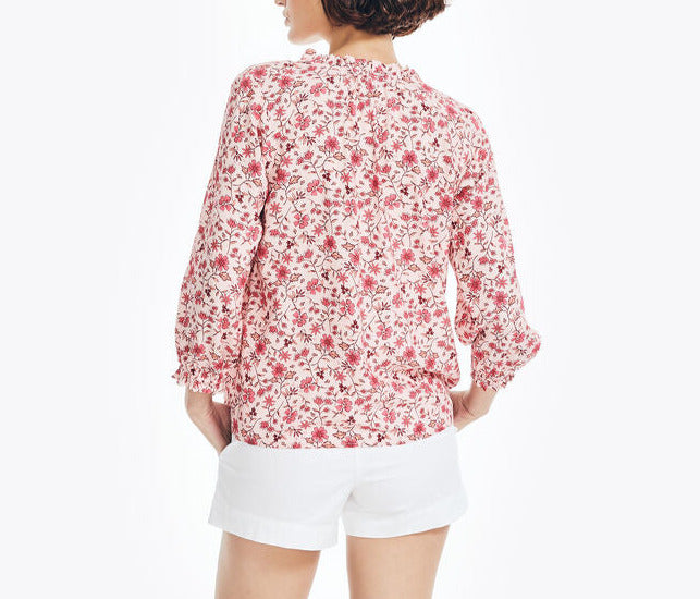 Nautica Sustainably Crafted Printed Split-Neck Top