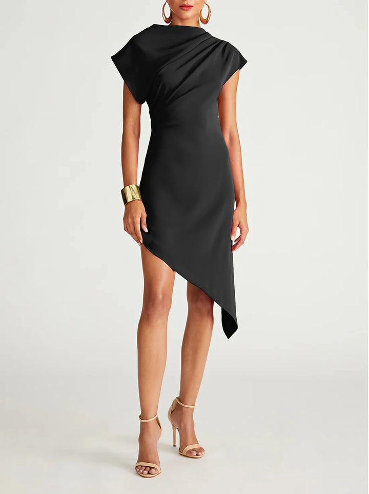 HALSTON Perri Crepe Asymmetric Dress