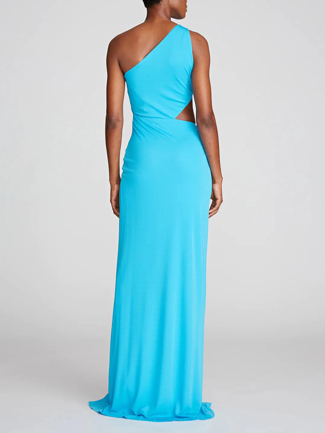 Halston Ivanna Gathered Asymmetric Cut-Out Gown