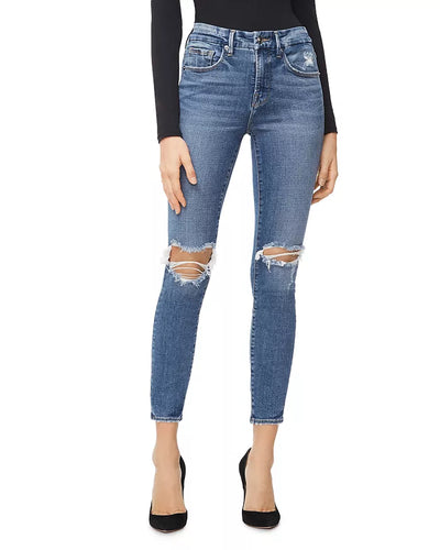 Good American Good Legs High Rise Ripped Skinny Crop Jeans