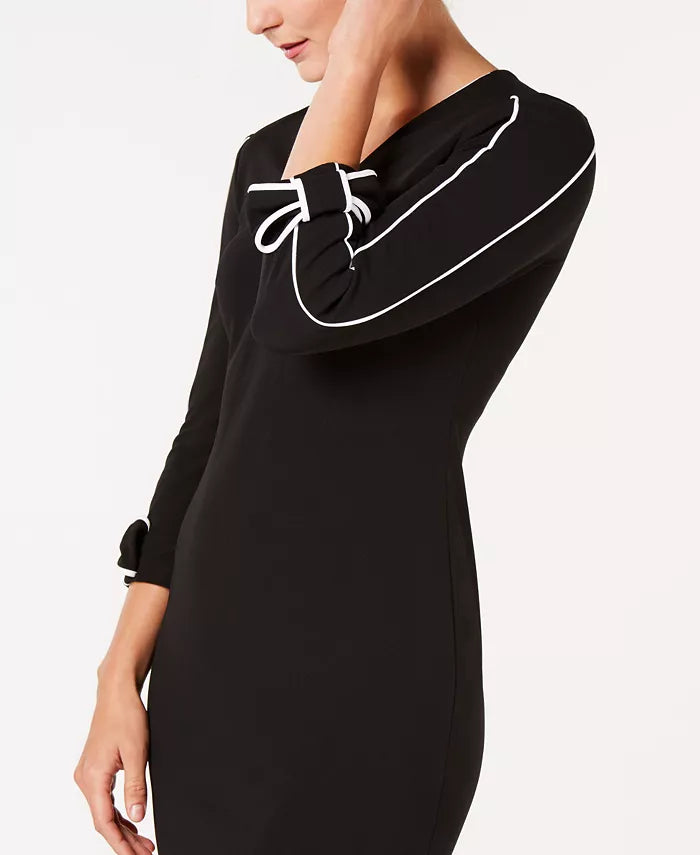 CALVIN KLEIN Piped Bow-Sleeve Sheath Dress