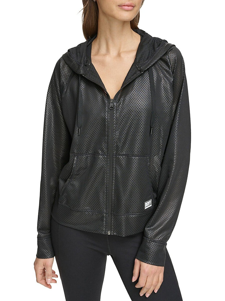 DKNY Honeycomb Mesh Full-Zip Hoodie