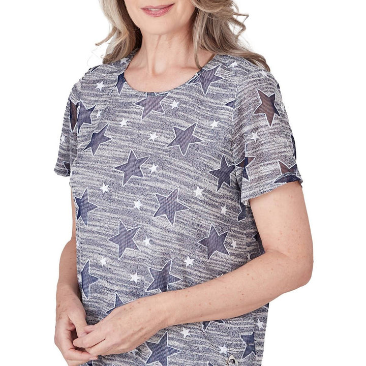 Alfred Dunner Petite All American Lined Space Dye Stars T-shirt