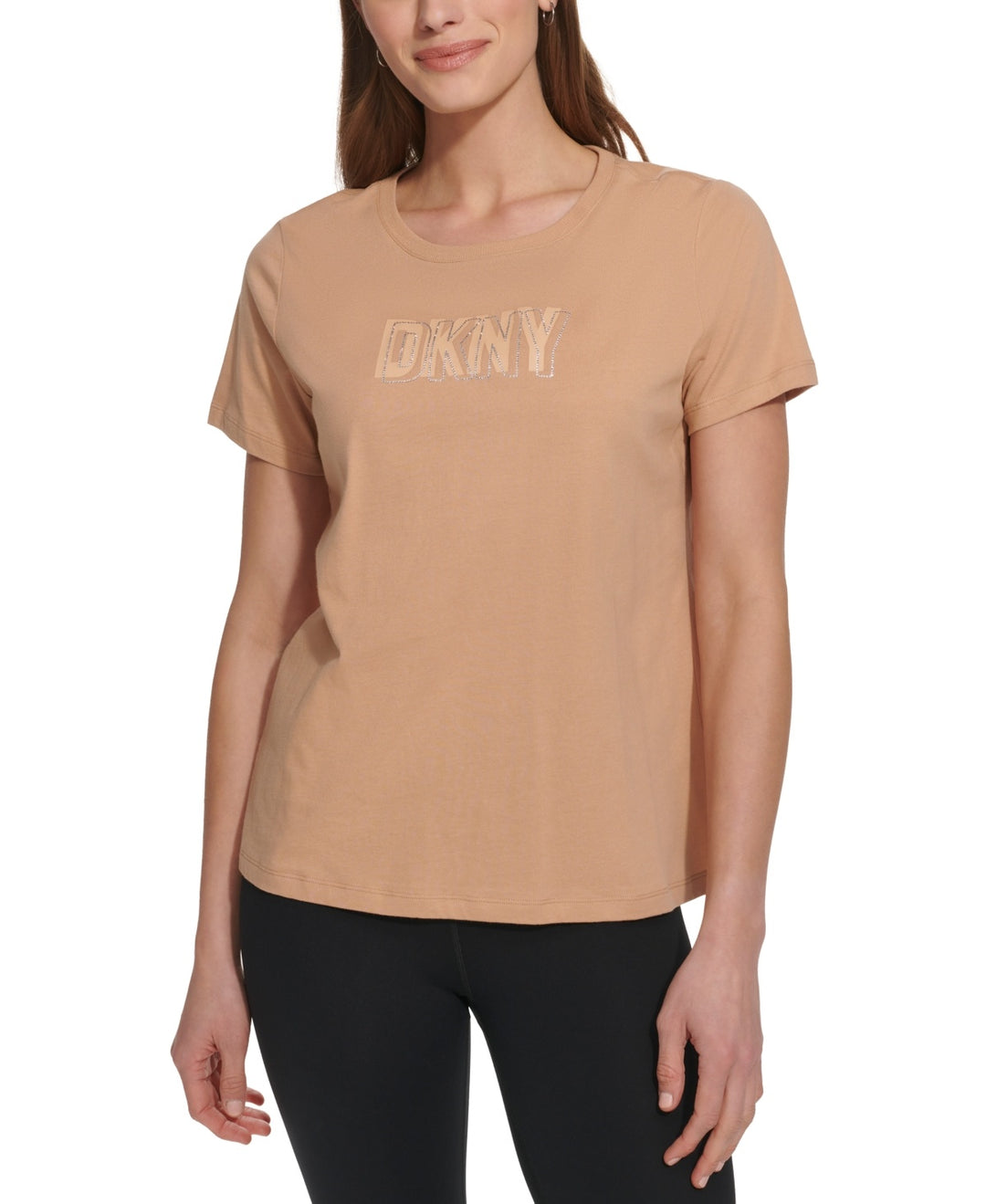 Dkny Sport Cotton Embellished-Logo T-Shirt