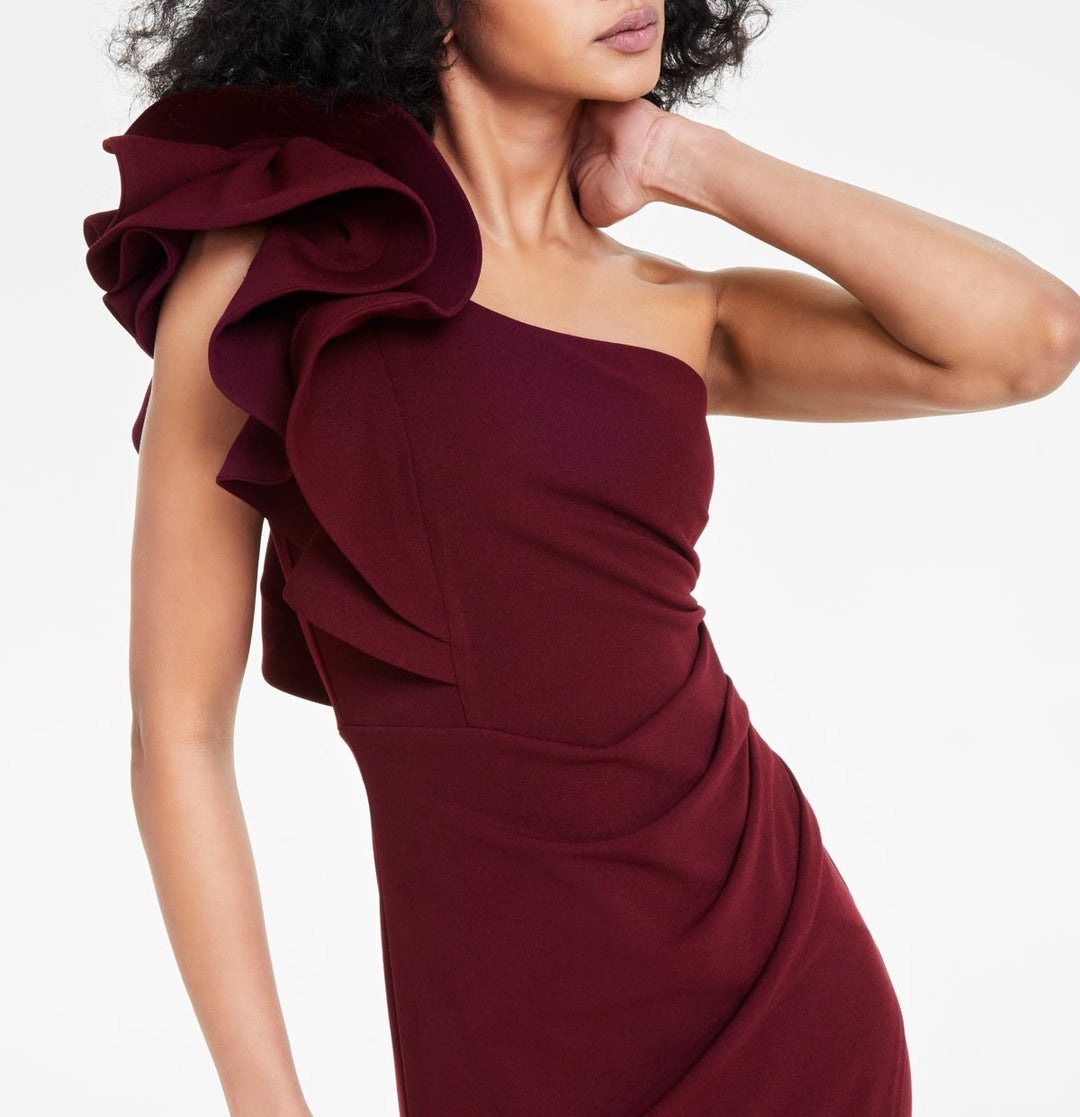 Emerald Sundae Ruffle-Shoulder Mermaid Gown