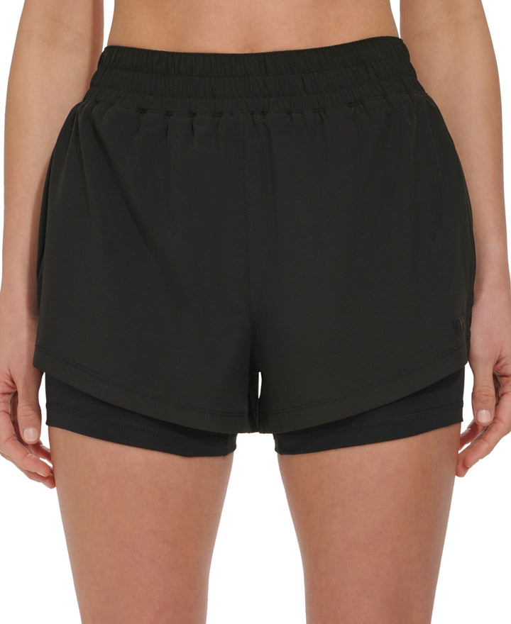 Dkny Sport Solid Double-Layer Training Shorts