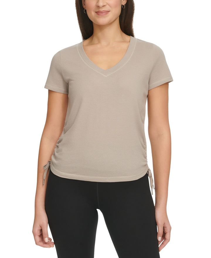 Calvin Klein Drawstring-Ruched Textured Top